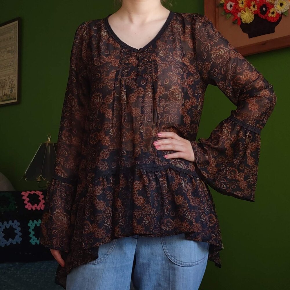 Brown 70s Style Blouse